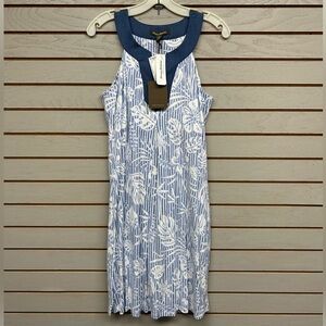 NEW Tommy Bahama Blue and White Sleeveless Dress S/P